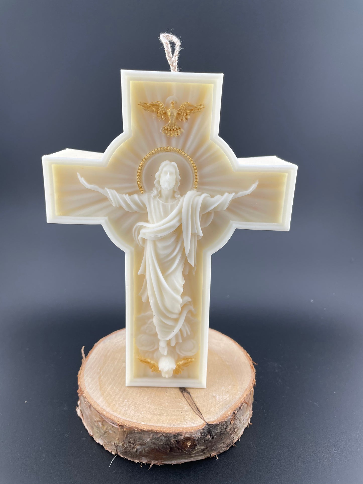 Kerze Kreuz – Goldene Splitter